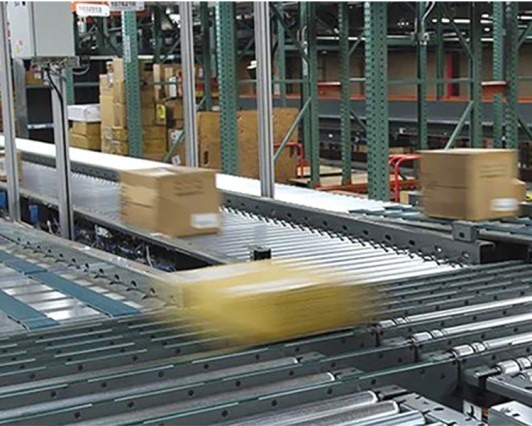 Boxes moving on conveyor system